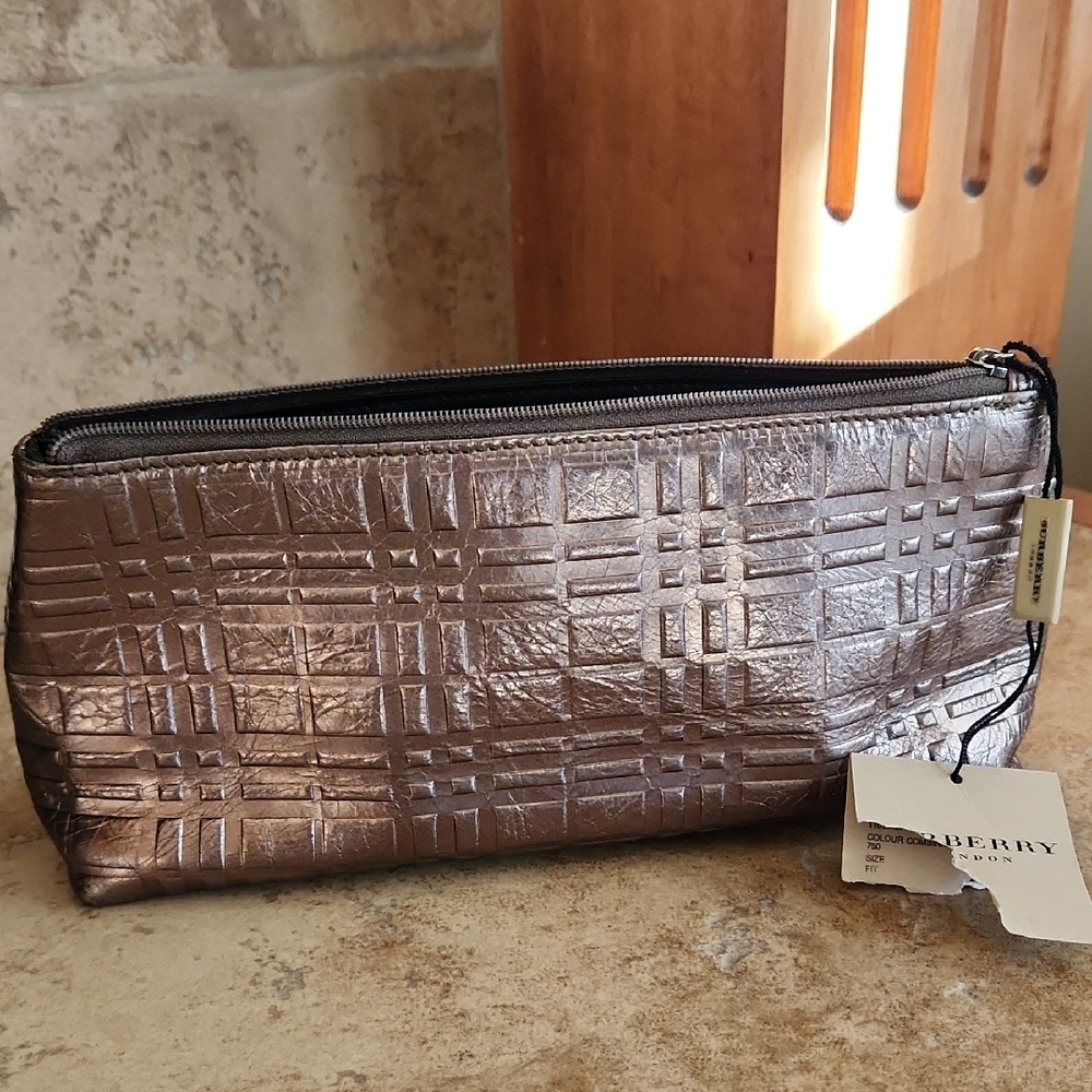 Burberry Shimmering Bronze Toiletry Bag With Tag Attached